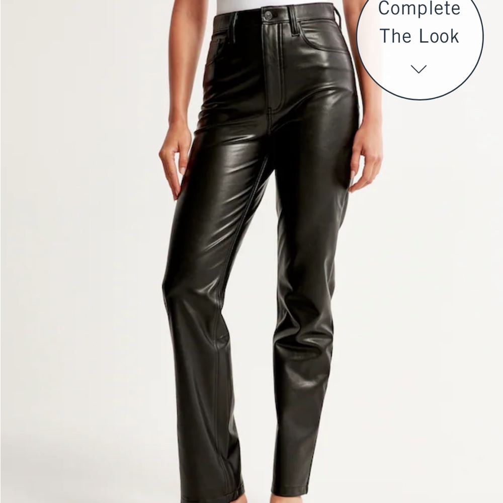 ABERCROMBIE & FITCH Vegan Leather 90s Straight Pant Black size 4/ 27